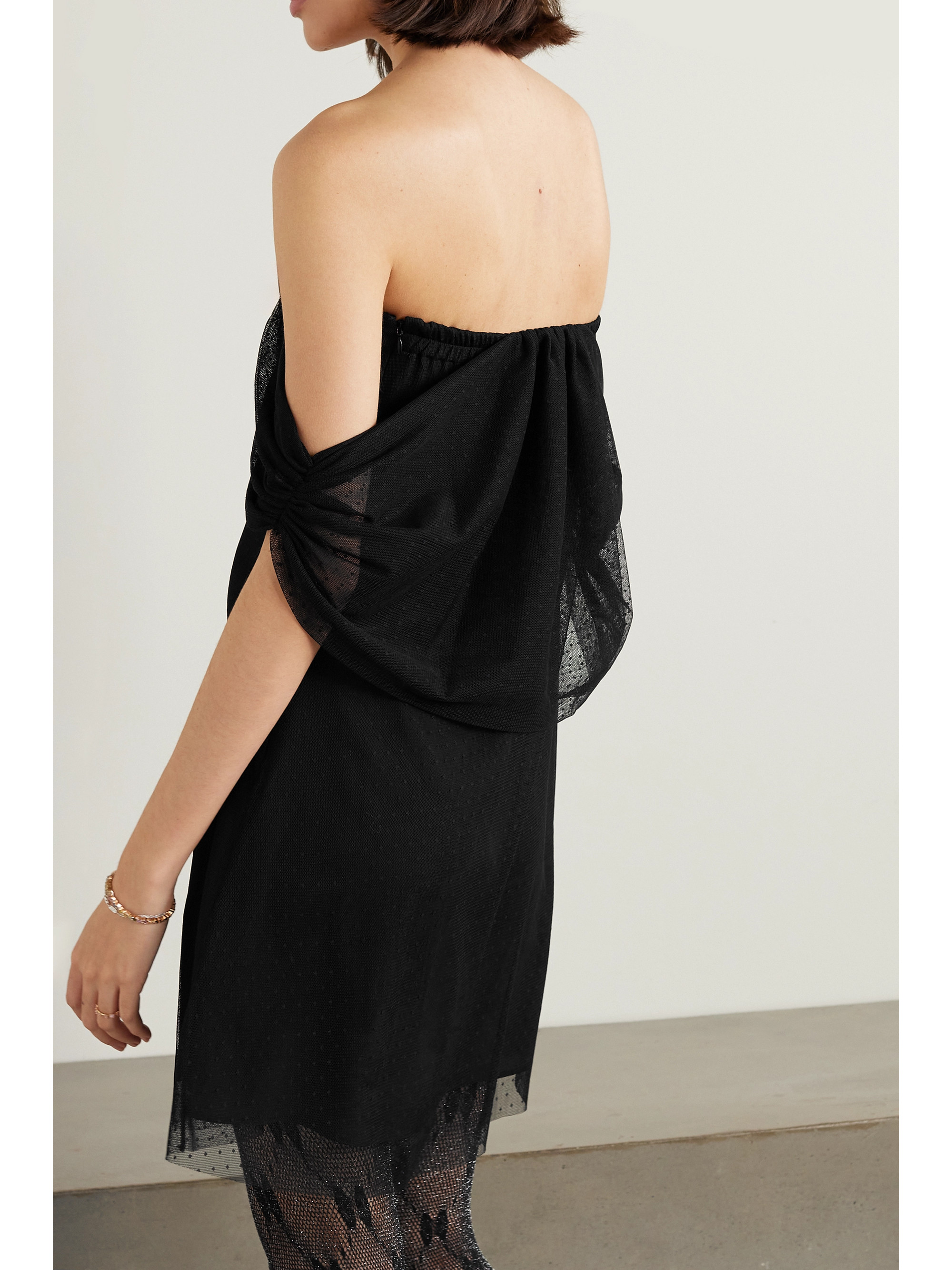 Bernadette Daffodil floral-appliquéd point d'esprit tulle and silk crepe de chine mini dress thumbnail