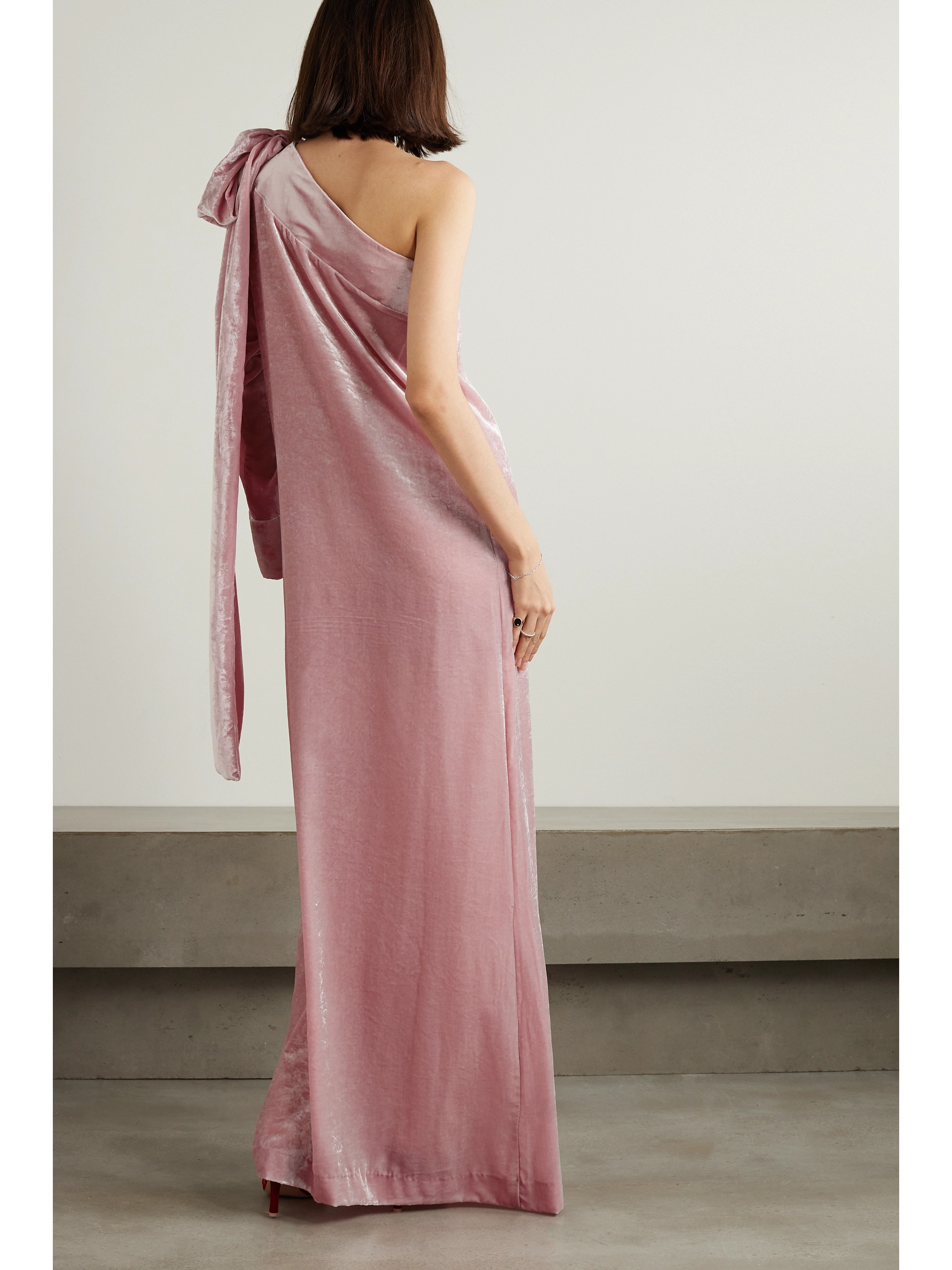 Bernadette Nel one-sleeve bow-detailed velvet gown