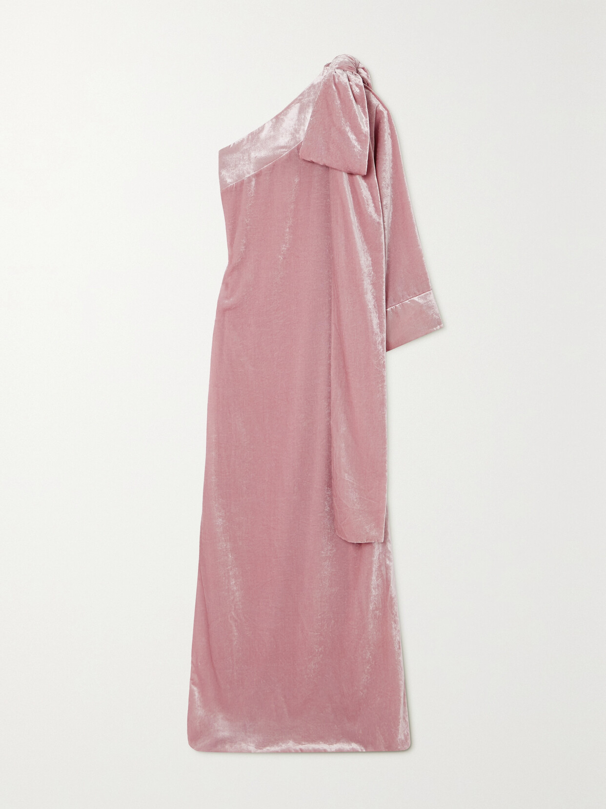 Bernadette Nel One-sleeve Bow-detailed Velvet Gown In Pink