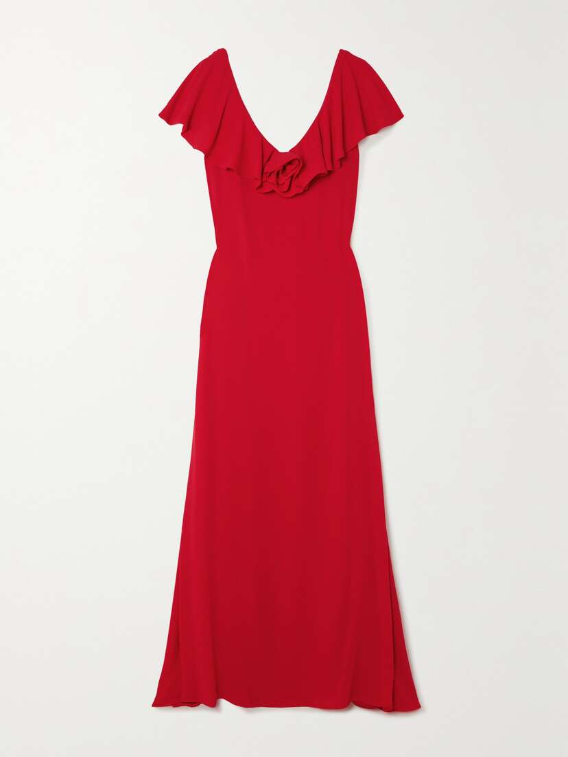 BERNADETTE Sebastian Ruffled Crepe De Chine Gown