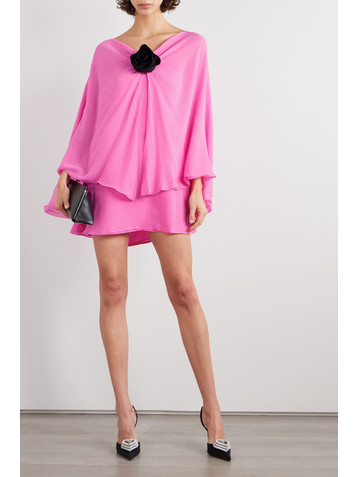Bernadette Iris floral-appliquéd silk-chiffon mini dress