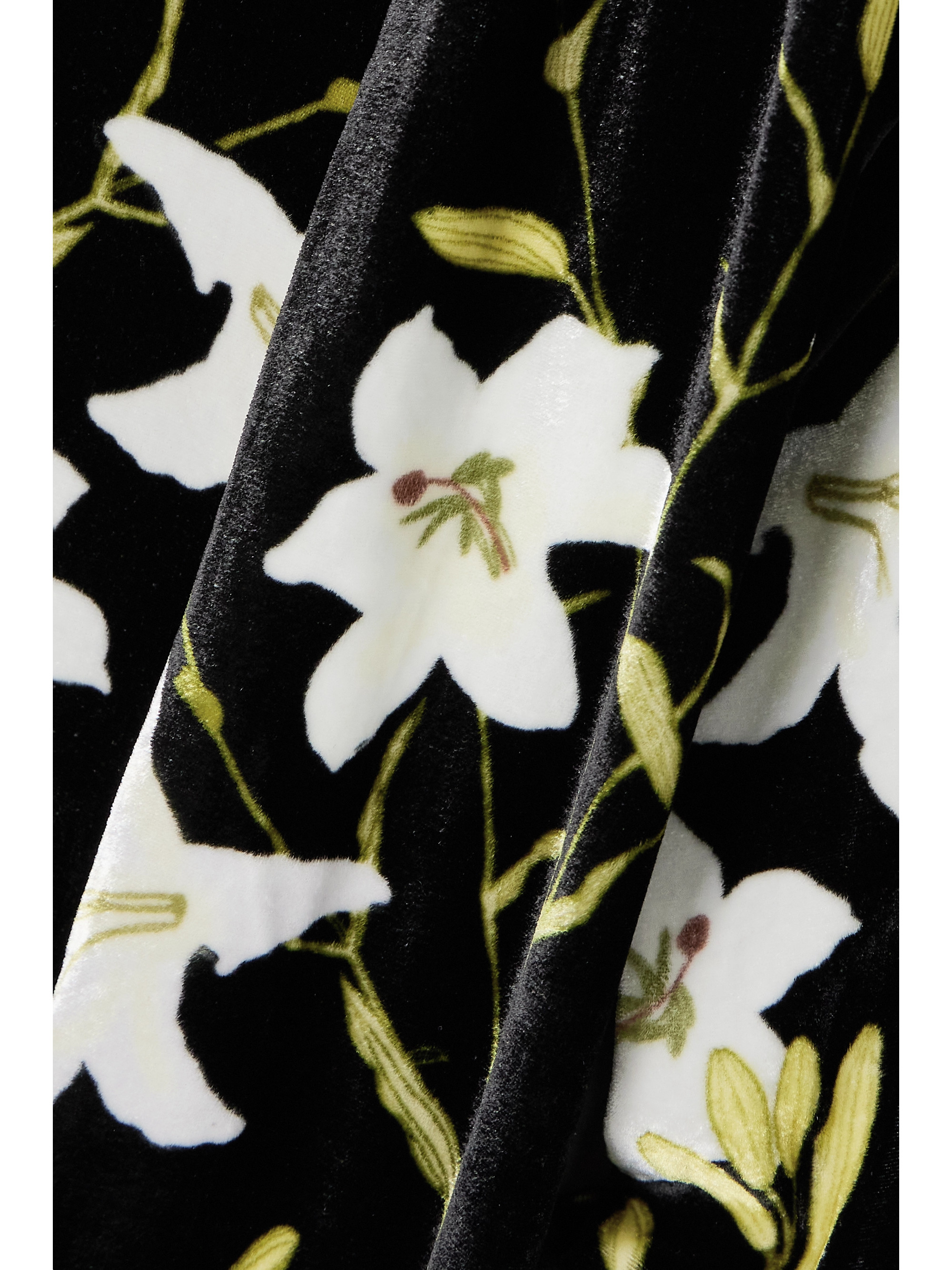 Bernadette Nel bow-detailed one-sleeve floral-print velvet gown