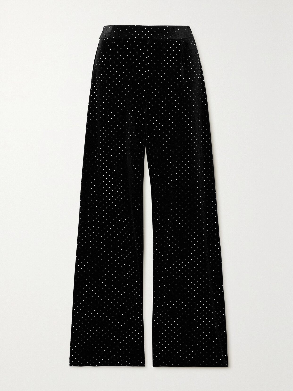 Borgo de Nor - Henley Crystal-embellished Velvet Wide-leg Pants - Black