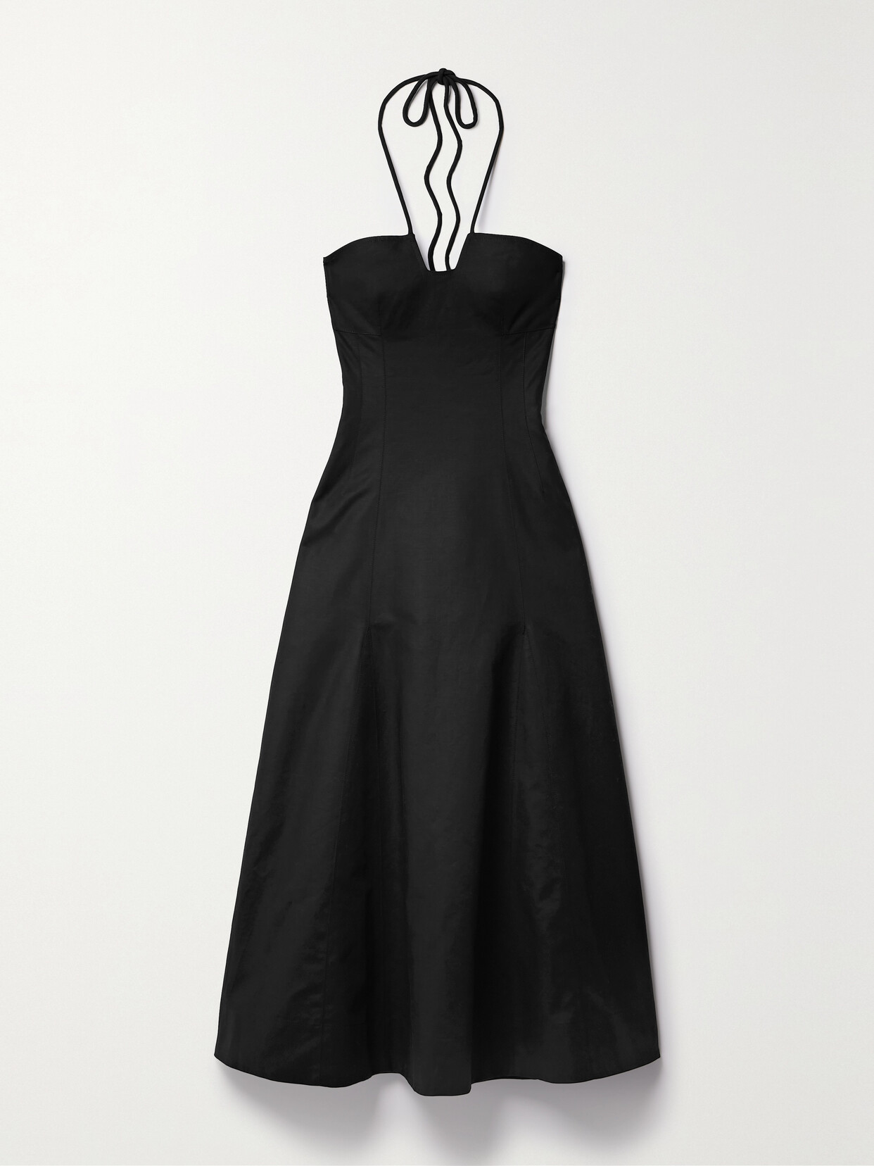 La Ligne Silk-trimmed Organic Cotton-blend Halterneck Midi Dress