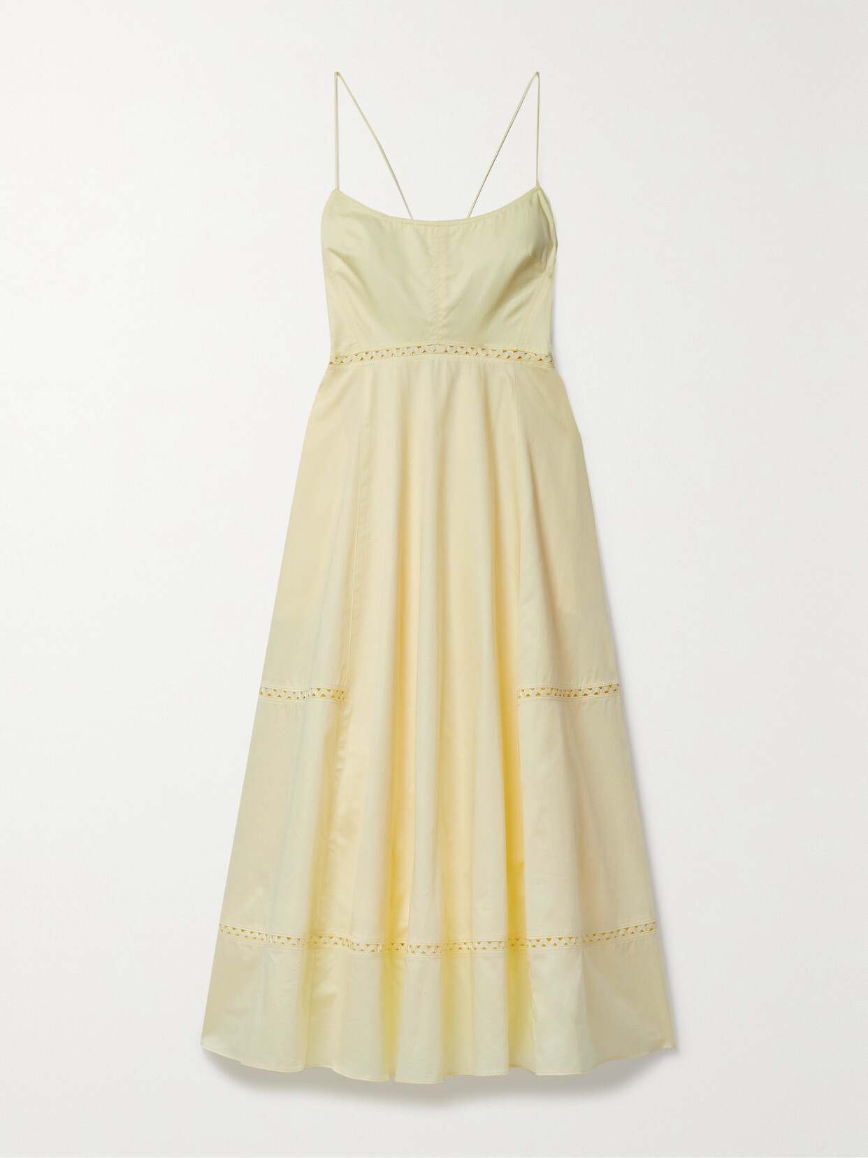 La Ligne - Ric Rac-trimmed Cotton-poplin Midi Dress - Yellow