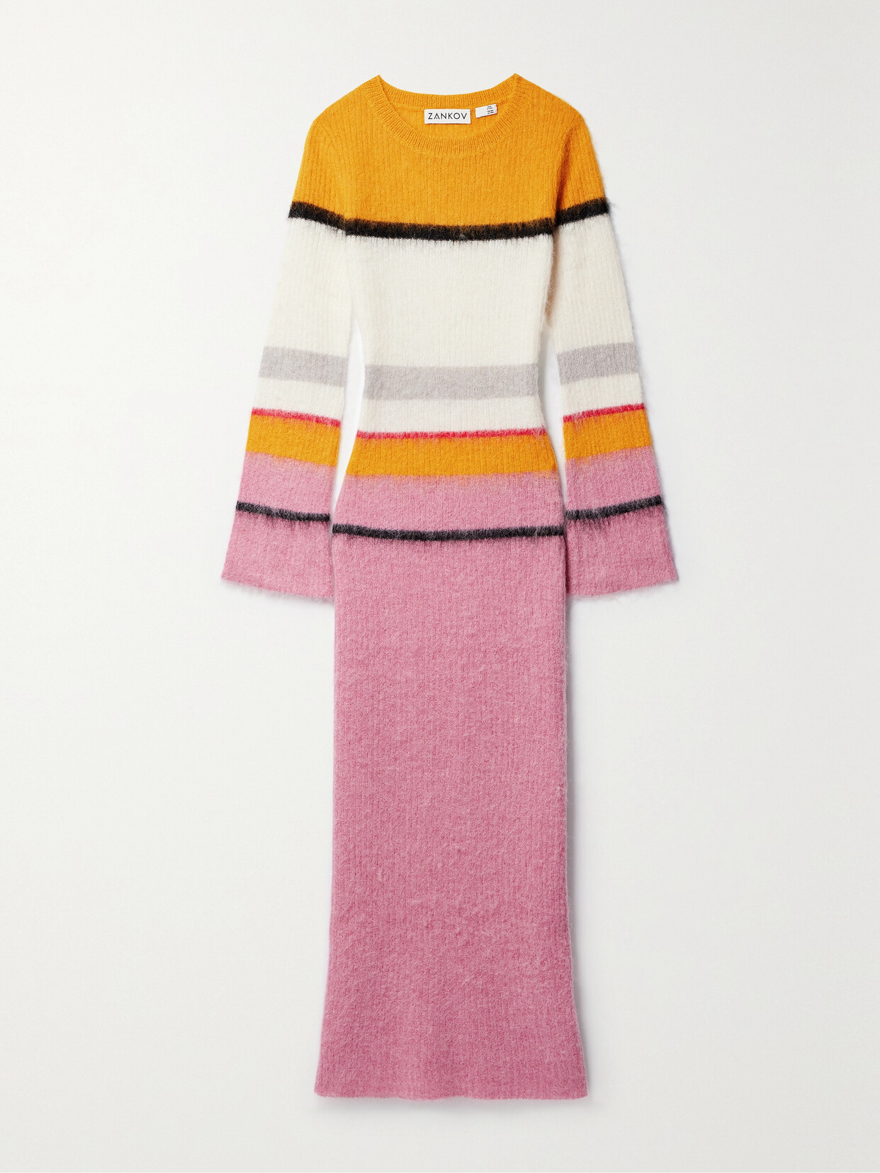 Zankov Matilda Striped Brushed Knitted Maxi Dress In Multi