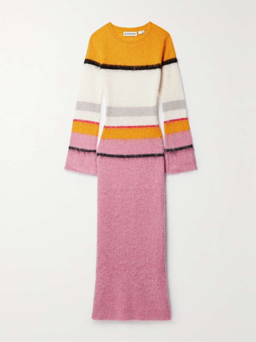 Zankov Matilda Striped Brushed Knitted Maxi Dress