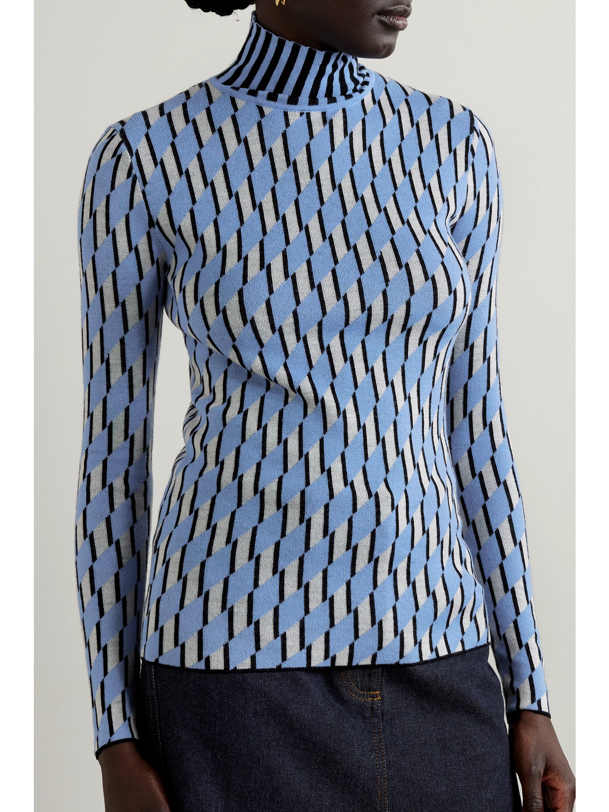 Zankov Raven Merino Wool-jacquard Turtleneck Sweater In Multi