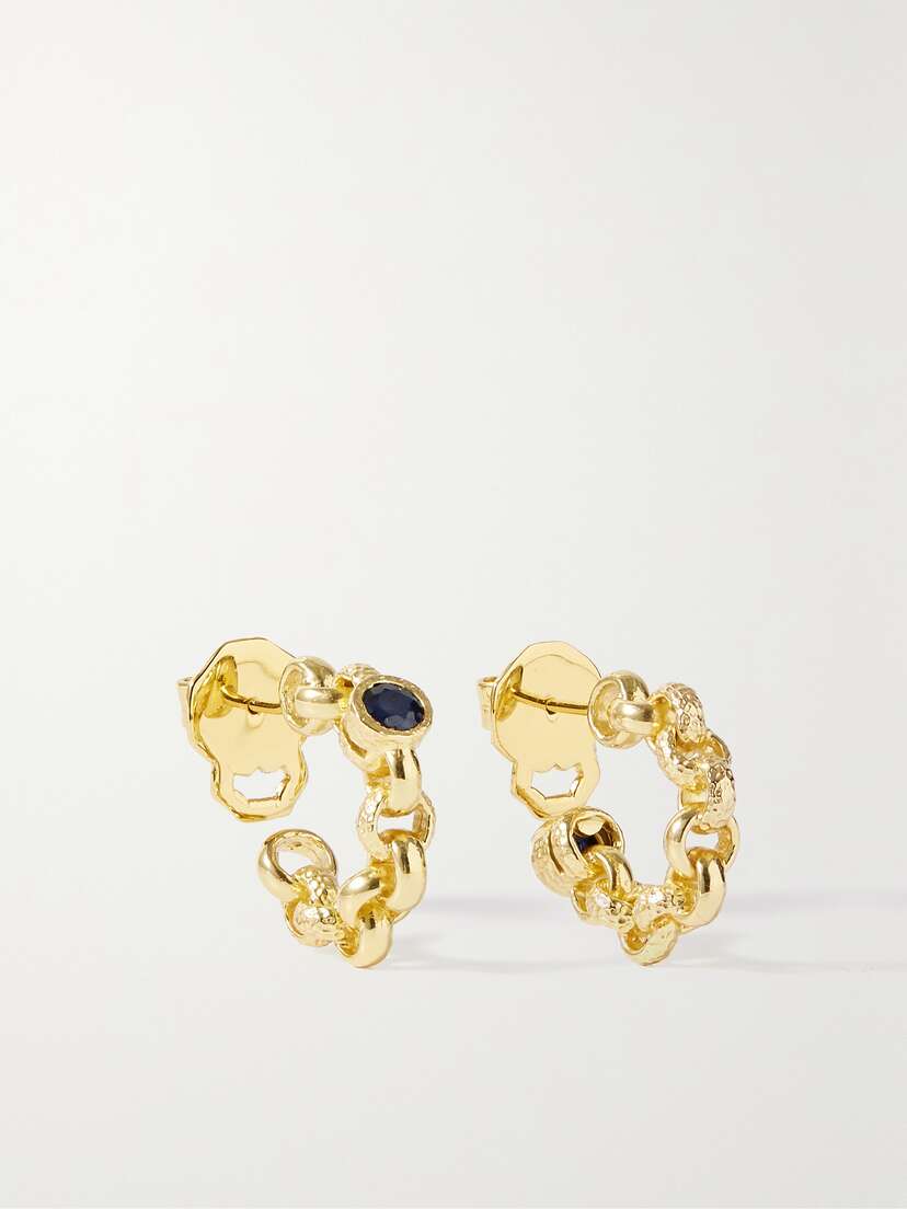 Pacharee Soe Gold-plated Sapphire Hoop Earrings