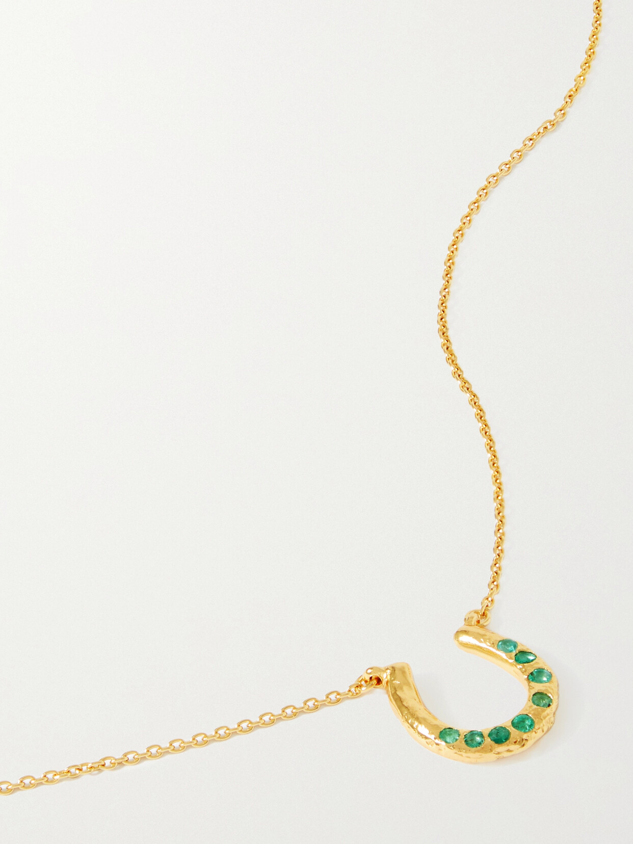 Pacharee - Horseshoe Gold-plated Emerald Necklace - Green