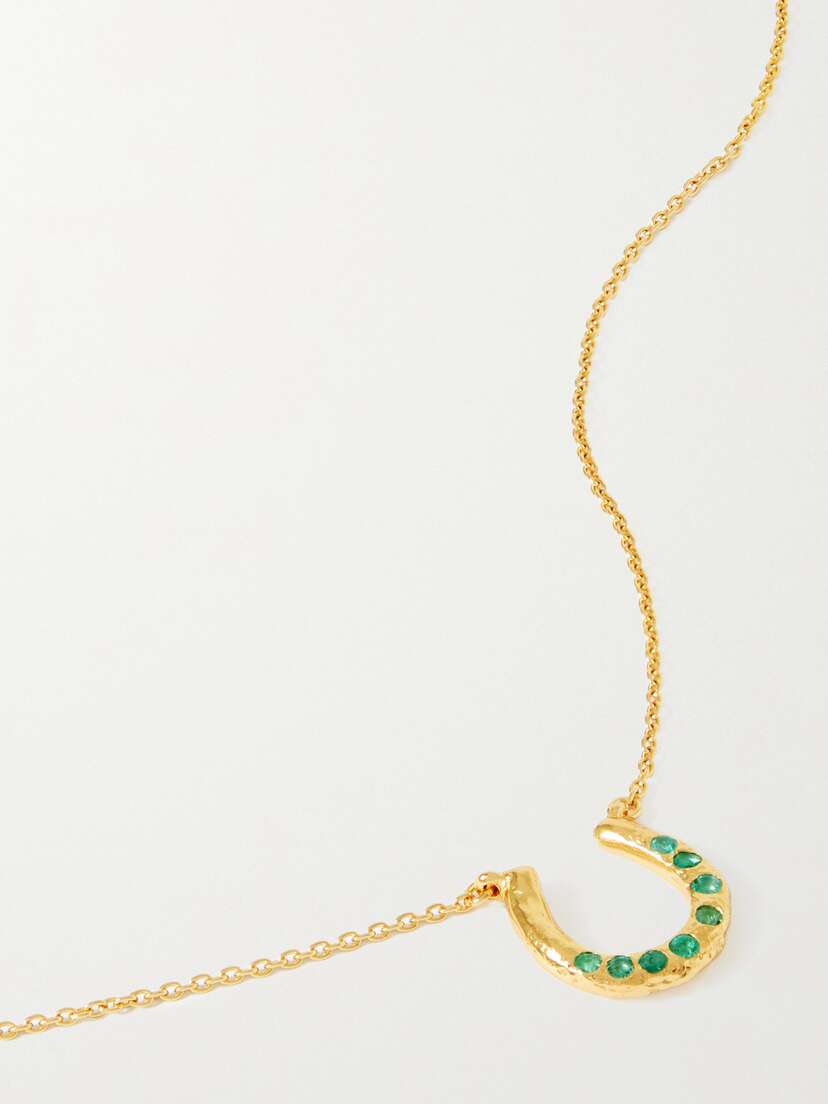 Pacharee Horseshoe Gold-plated Emerald Necklace