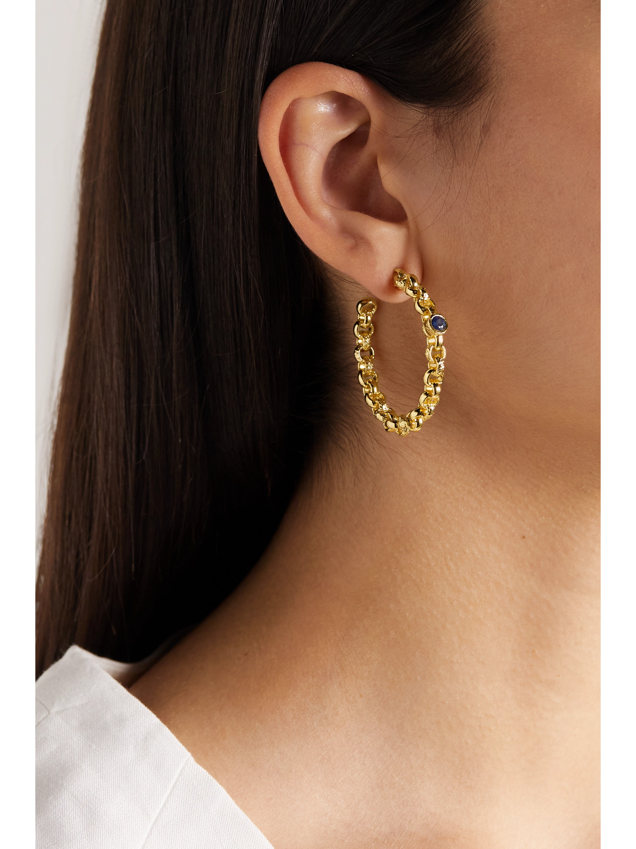 Shop Pacharee Soe Gold-plated Sapphire Hoop Earrings