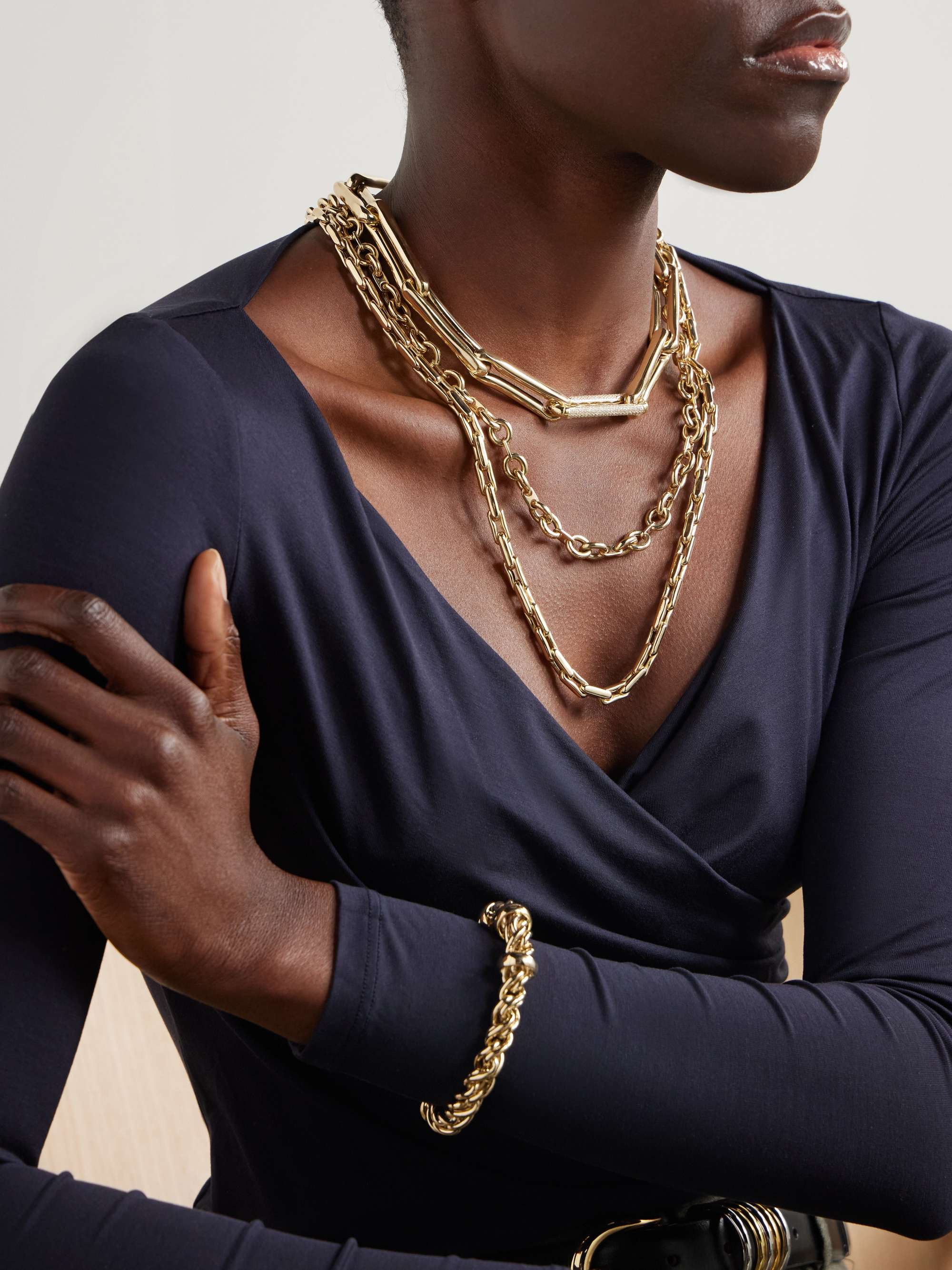 LAUREN RUBINSKI Extra Large 14-karat gold diamond necklace