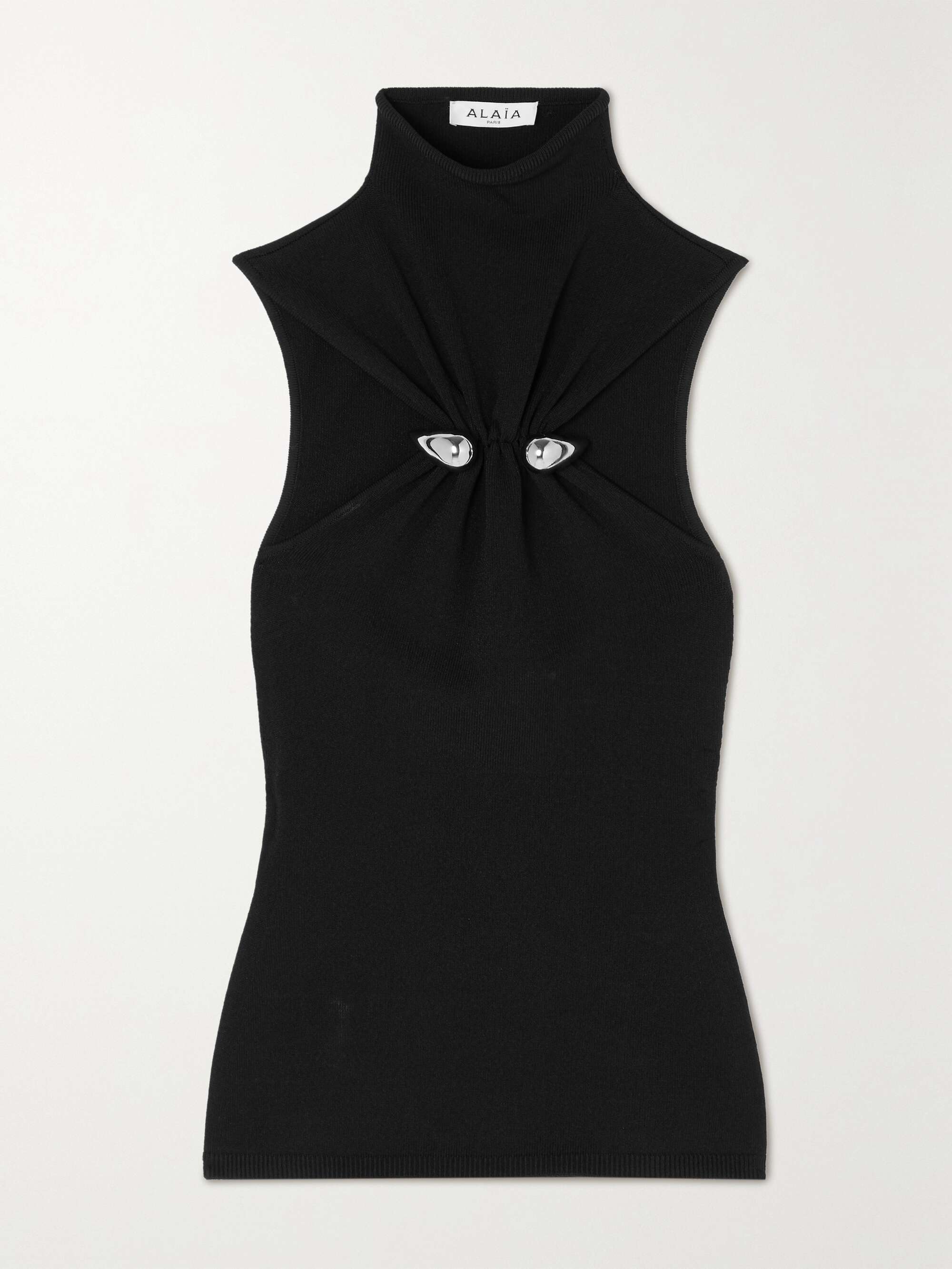 ALAÏA Embellished knitted turtleneck tank | NET-A-PORTER