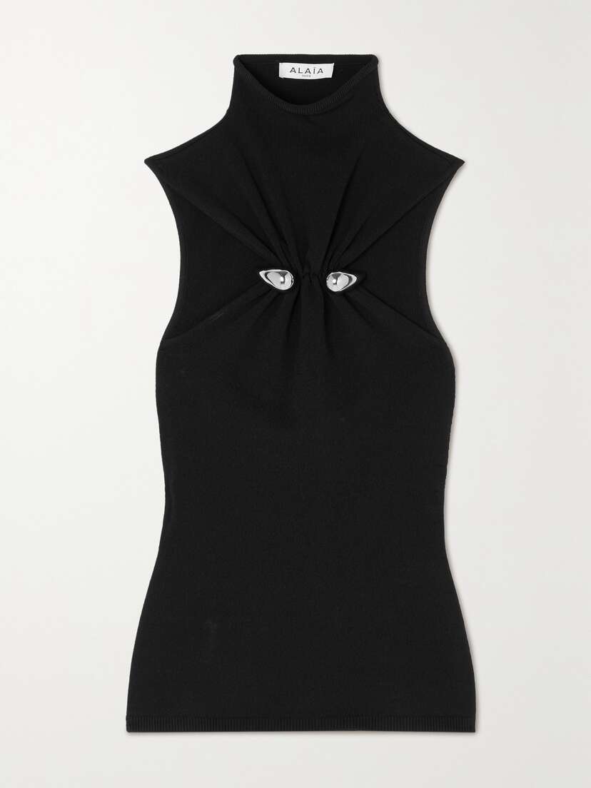 Alaïa Embellished Knitted Turtleneck Tank