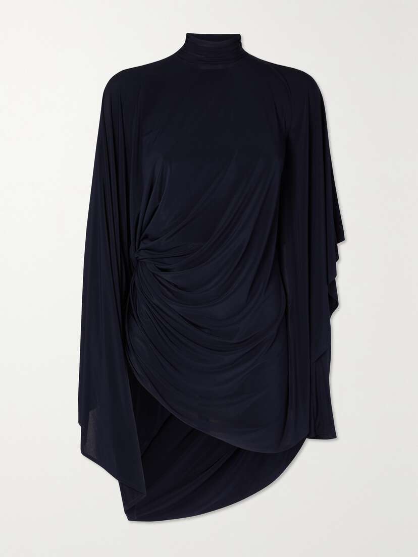 Alaïa Cape-effect Draped Asymmetric Stretch-jersey Mini Dress