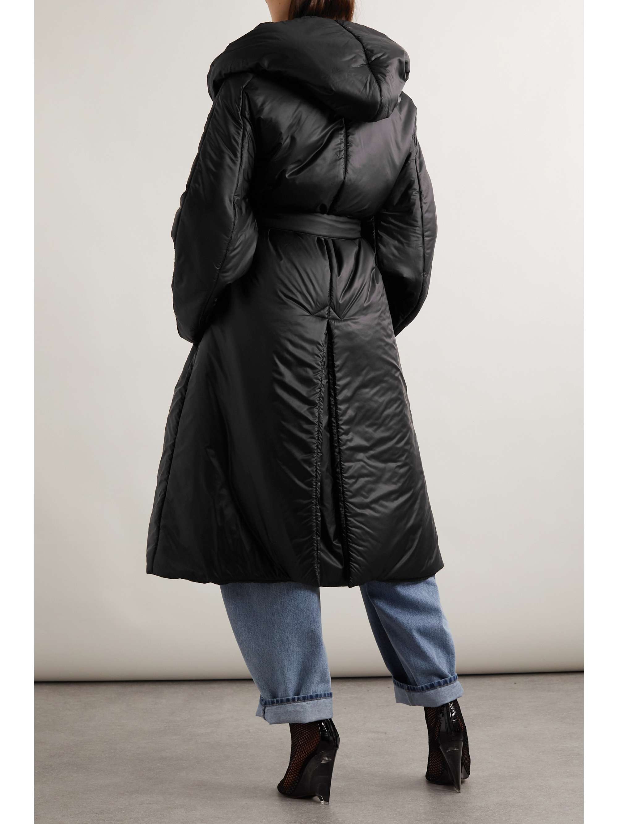 ALAÏA Belted padded hooded shell coat | NET-A-PORTER