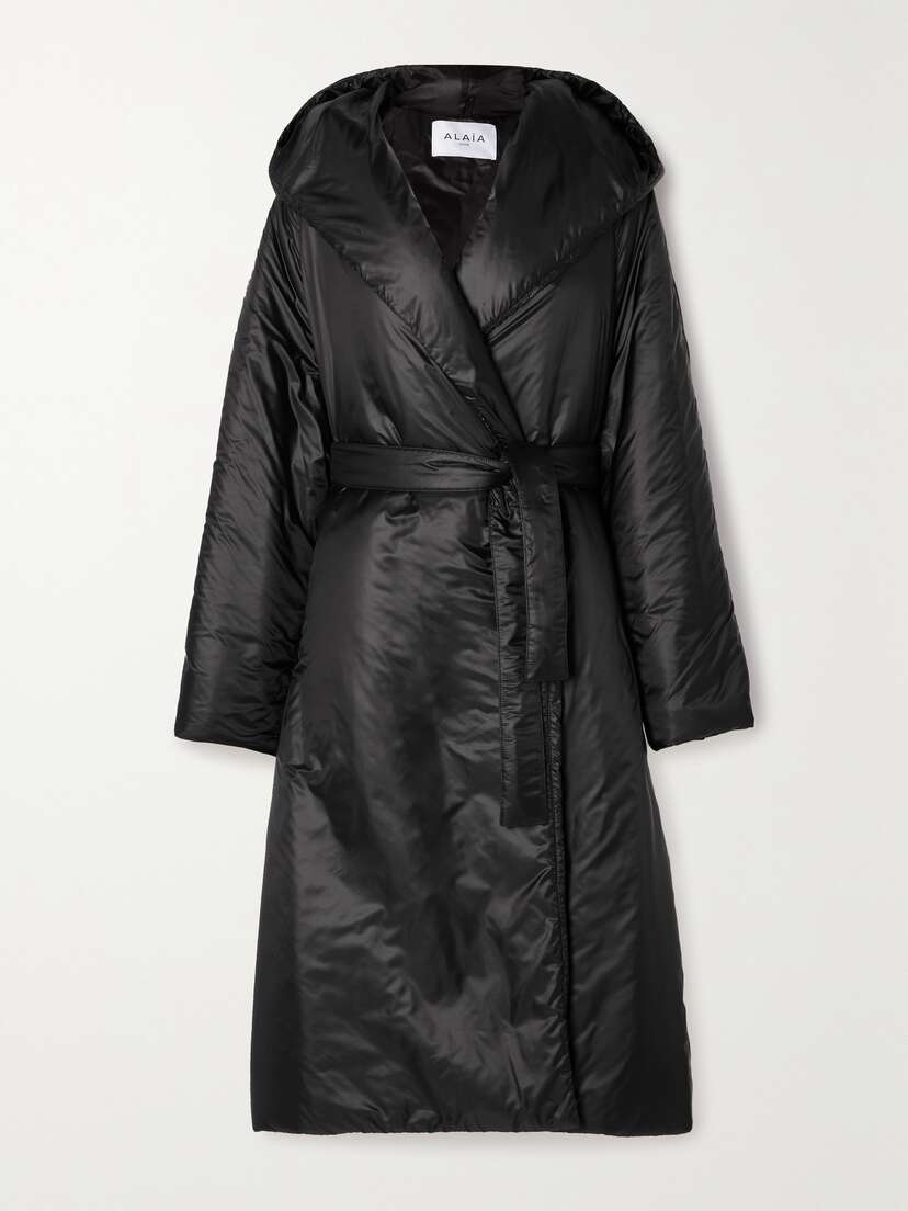 Alaïa Belted Padded Hooded Shell Coat - x large