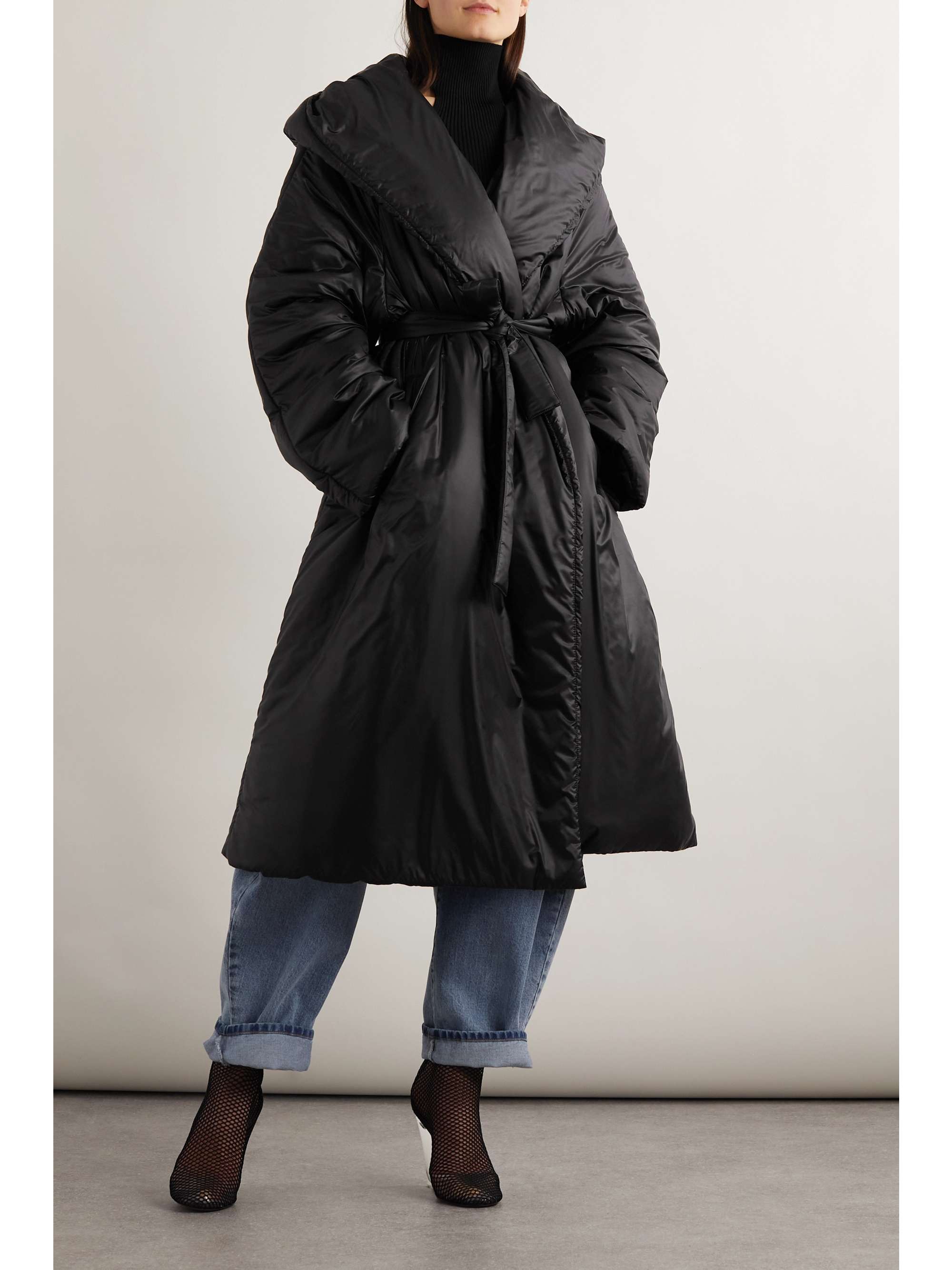 ALAÏA Belted padded hooded shell coat | NET-A-PORTER