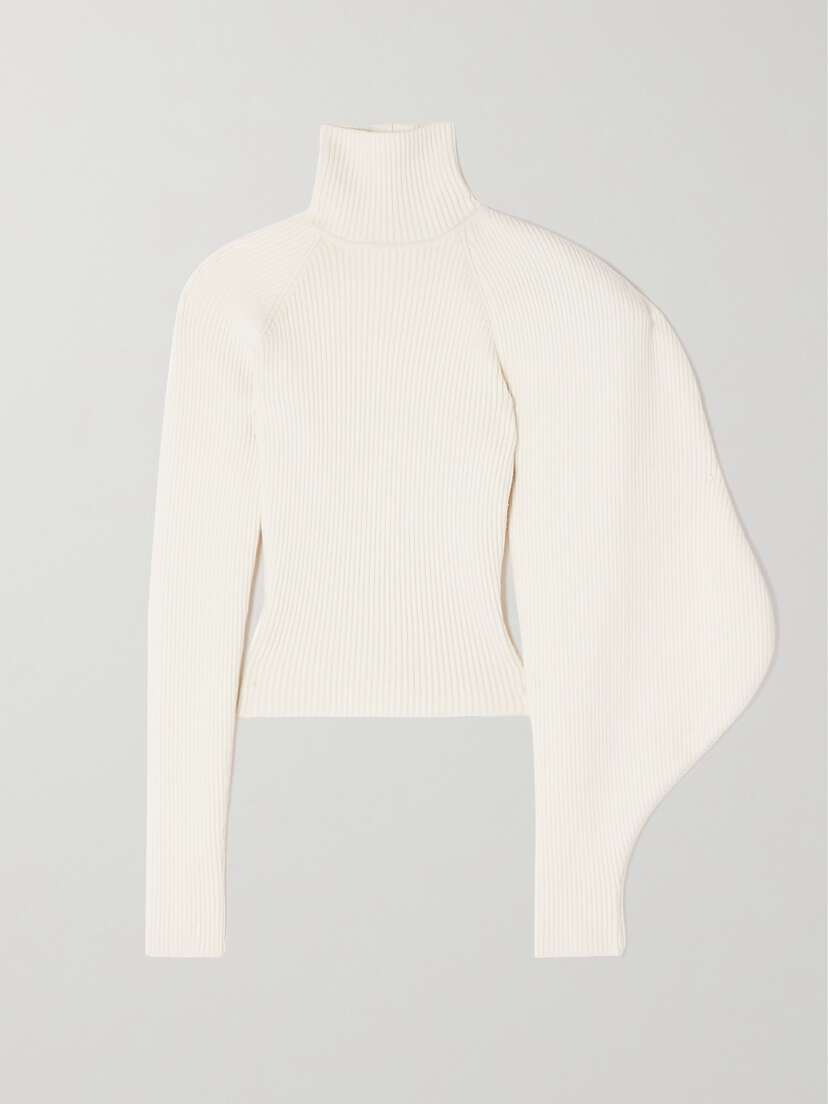 Alaïa Asymmetric Ribbed Wool-blend Turtleneck Sweater