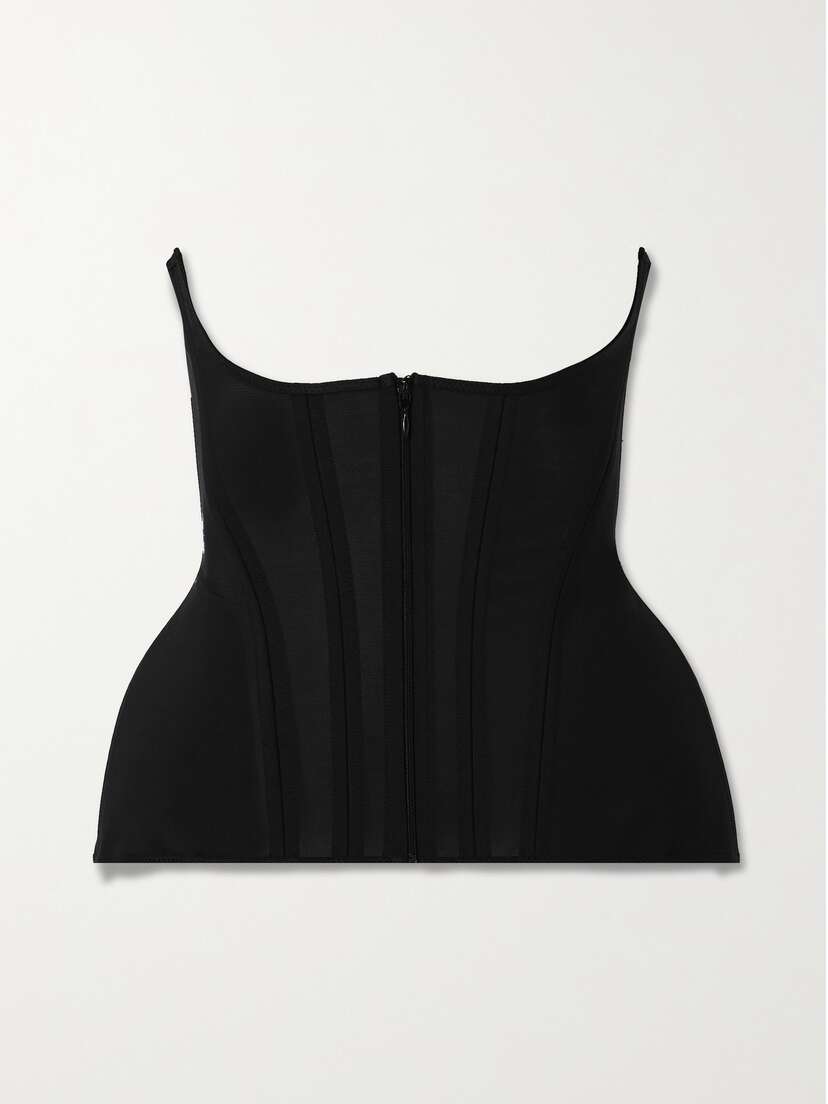 Alaïa Padded Stretch-mesh Bustier Top