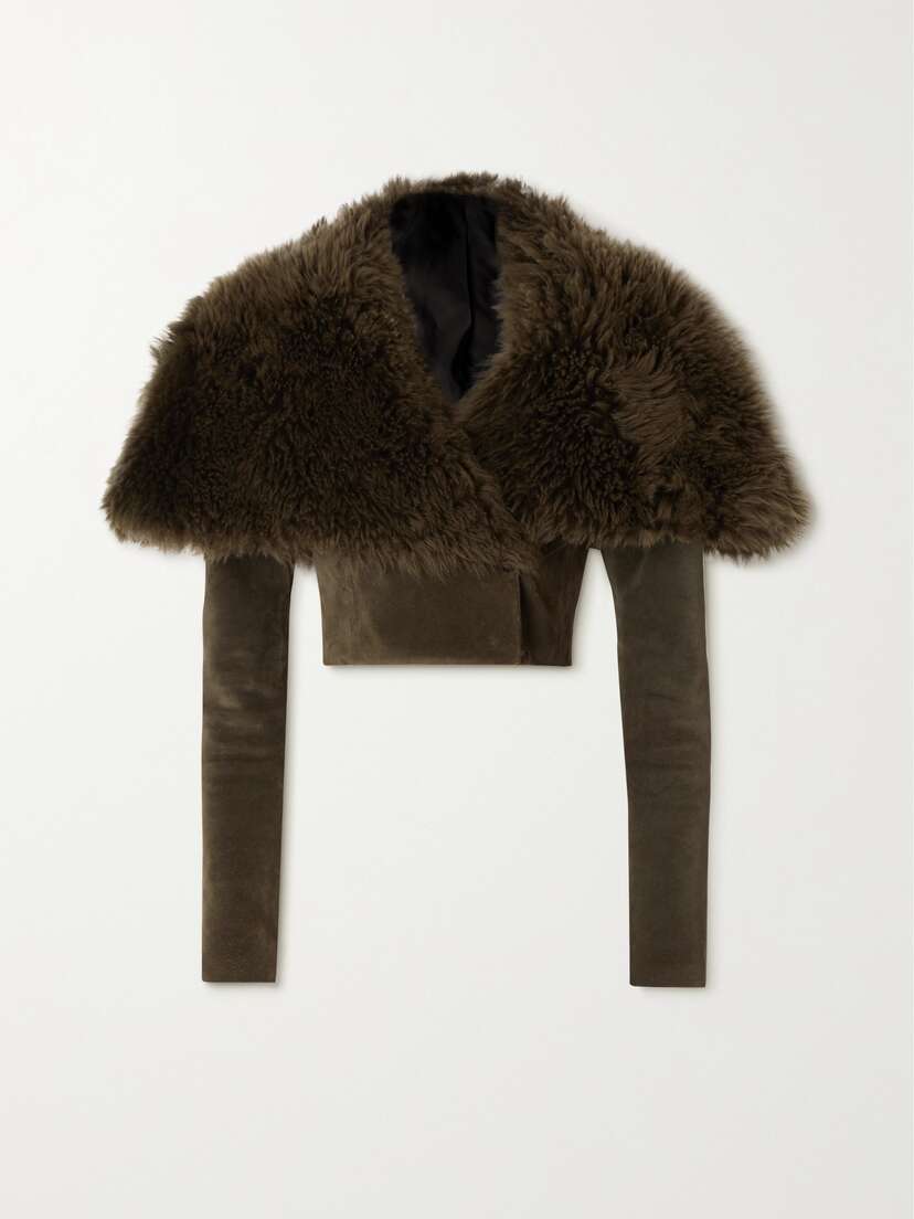 Alaïa Cropped Shearling And Suede Jacket
