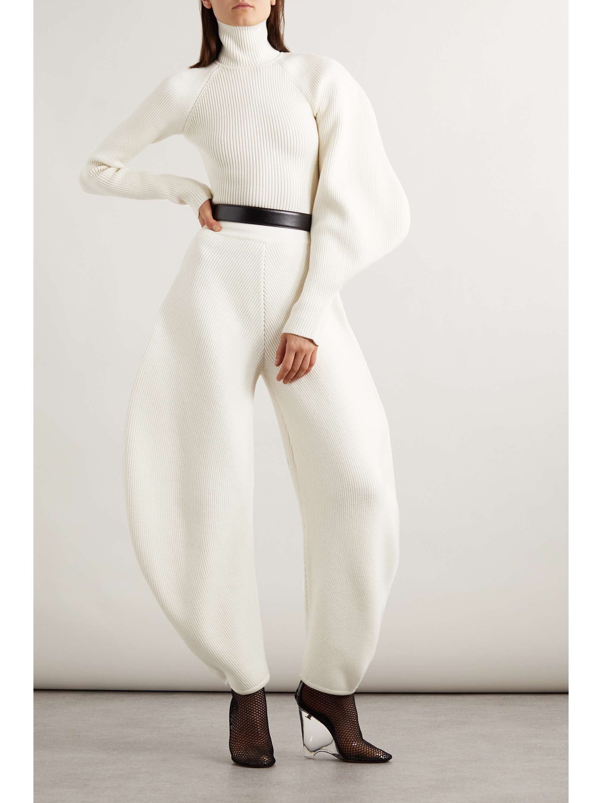 ALA A Asymmetric ribbed wool blend turtleneck sweater NET A PORTER