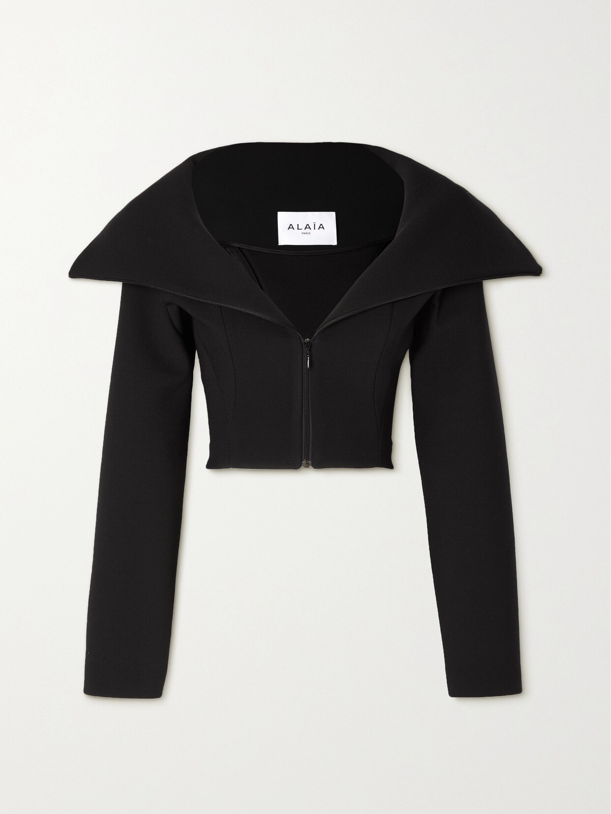 Alaïa Cropped Wraparound Cotton Hoodie In Black