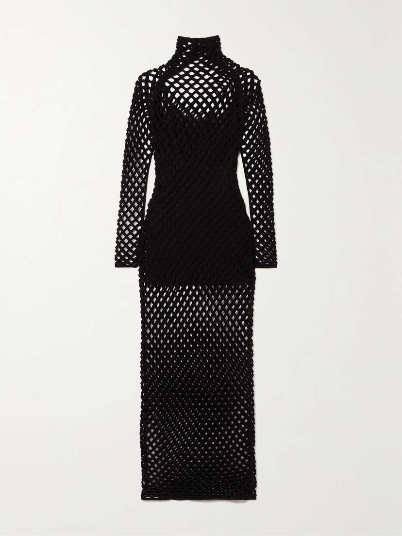 Alaïa Open-knit Turtleneck Maxi Dress
