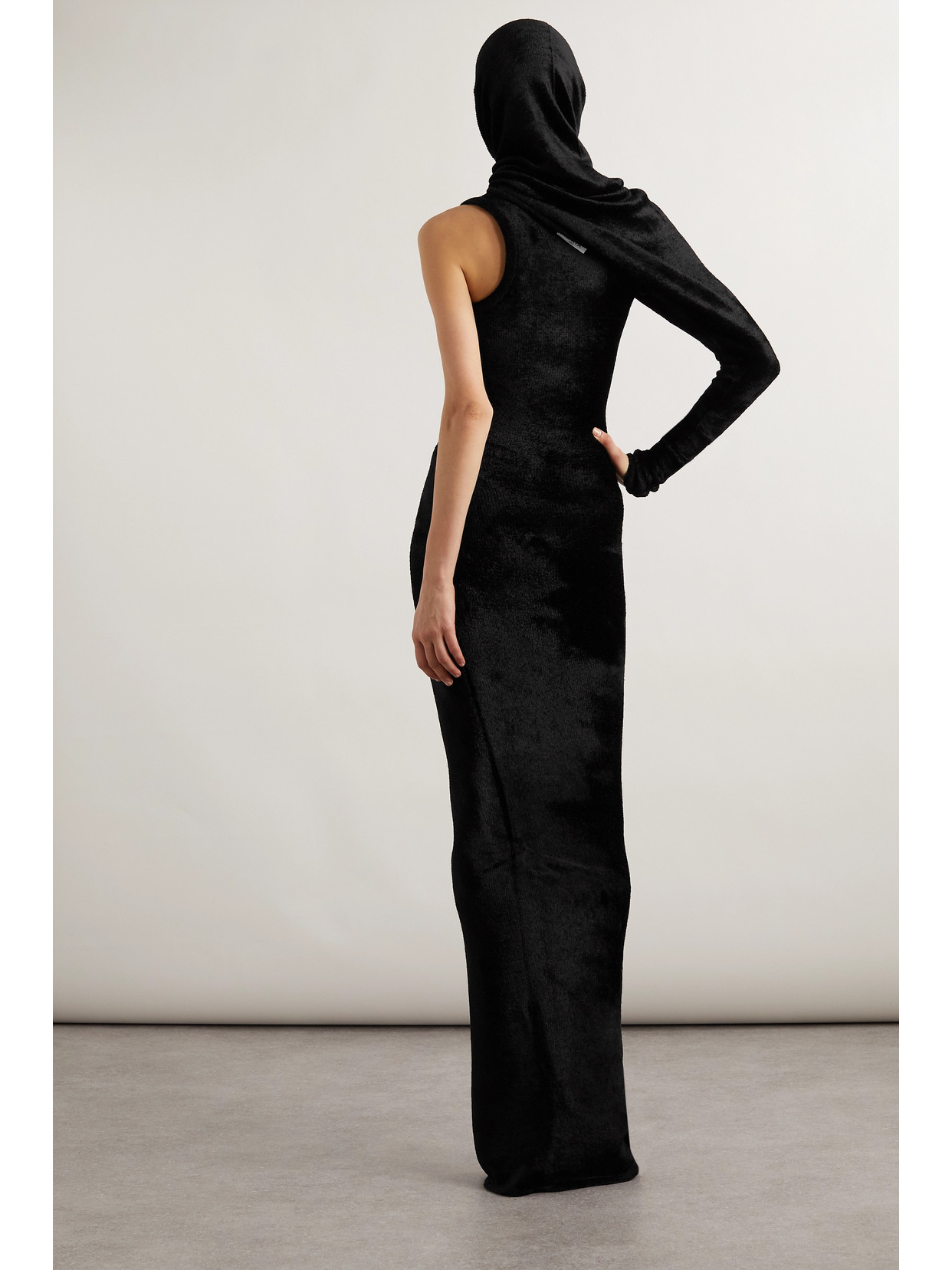 Shop Alaïa Convertible Chenille Gown In Black