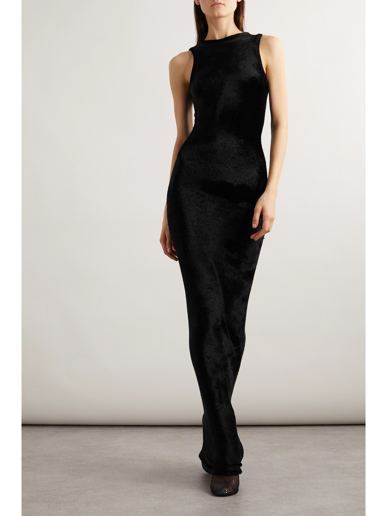 Shop Alaïa Convertible Chenille Gown In Black