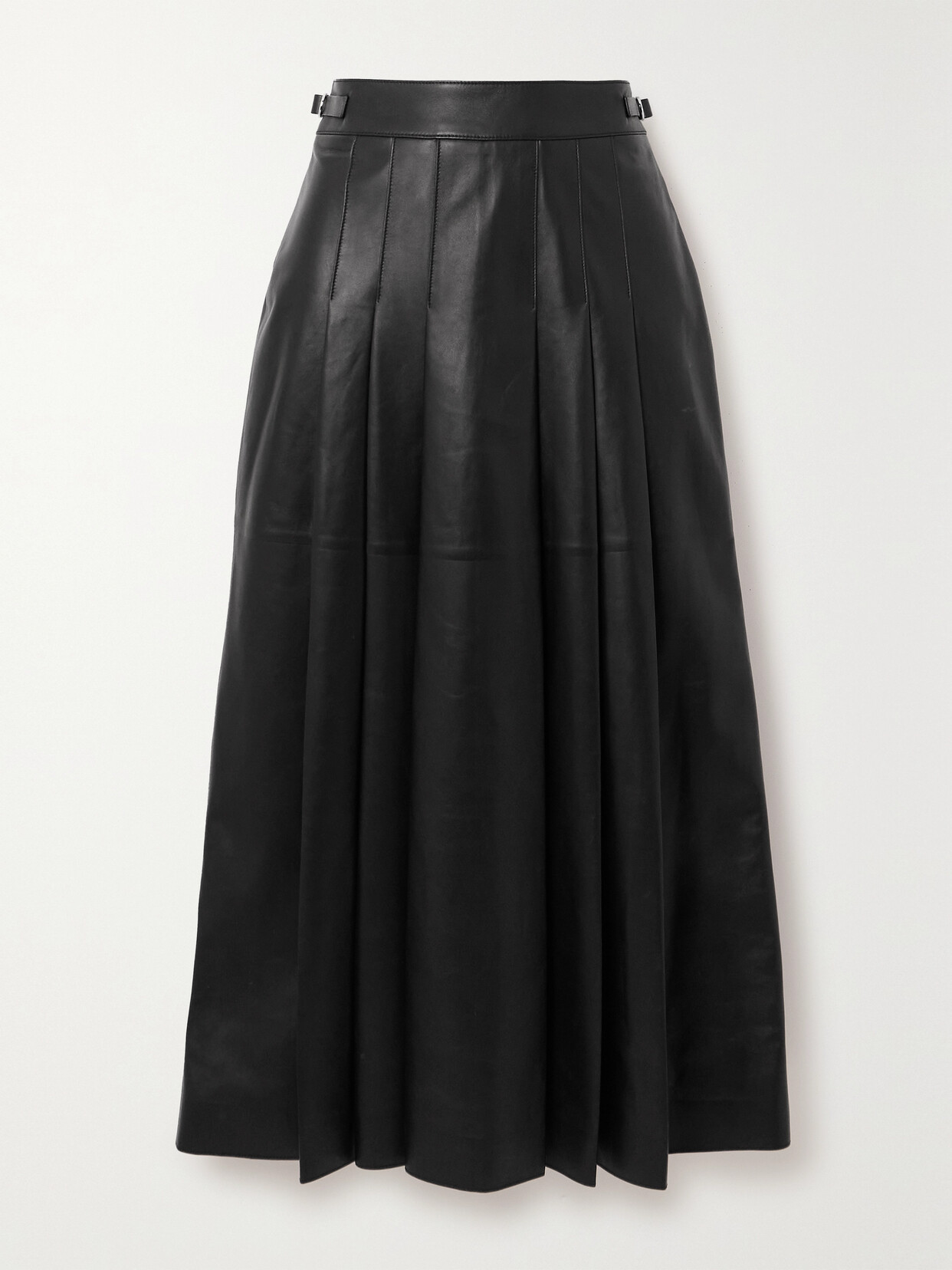 Gabriela Hearst - Wesley Pleated Leather Midi Skirt - Black