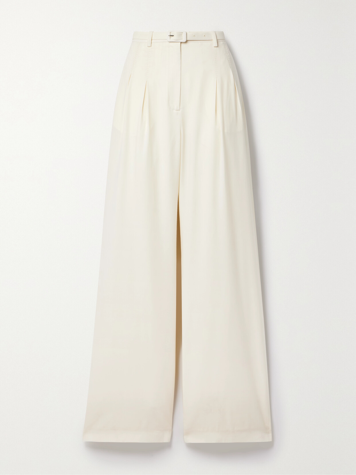 Gabriela Hearst Vargas Belted Pleated Cashmere-twill Pants - White