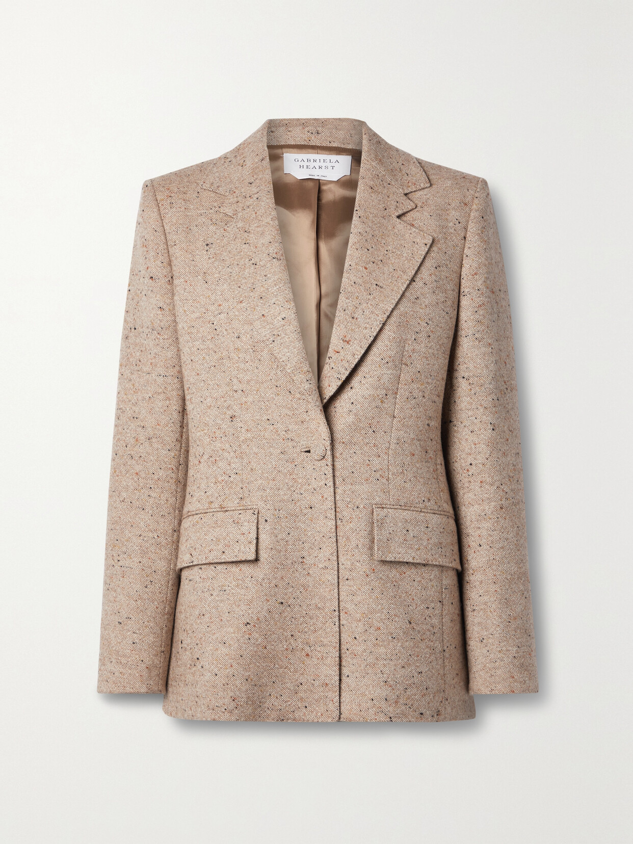 Gabriela Hearst Delmas Cashmere Single-breasted Blazer Jacket In Oatmeal Multi