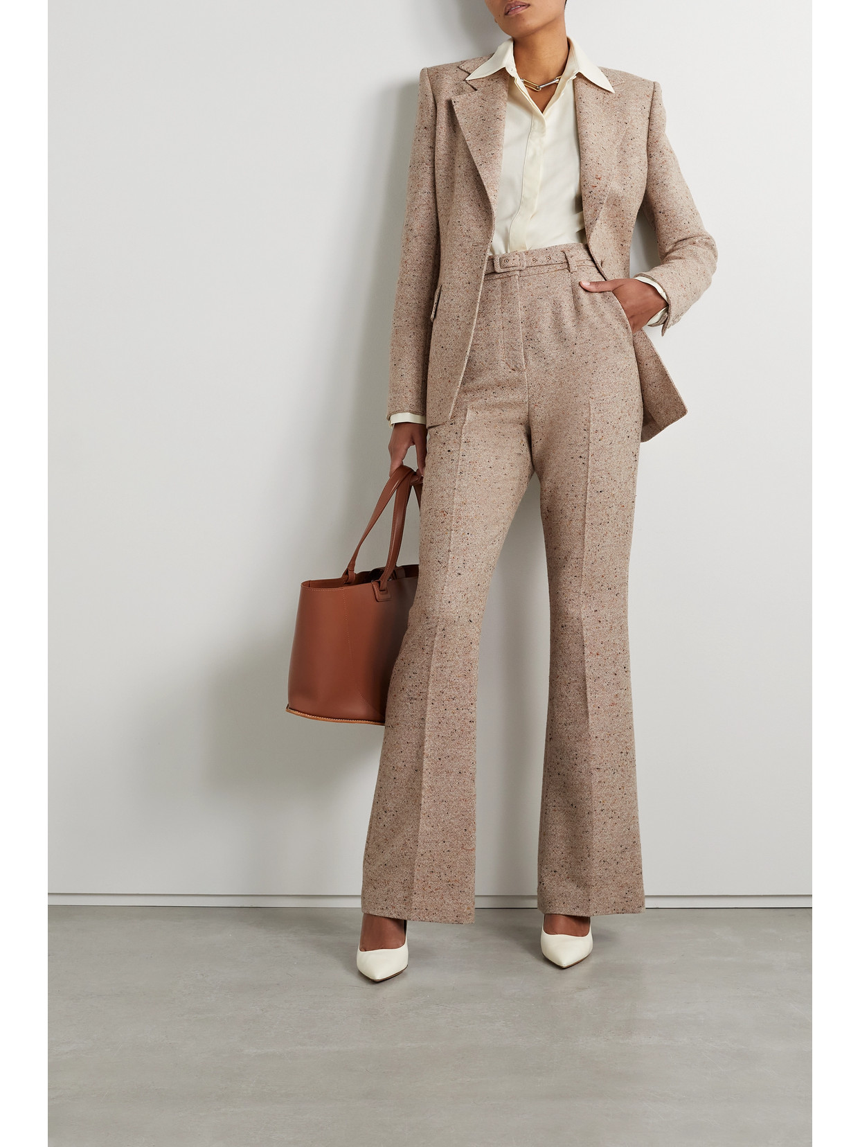 Shop Gabriela Hearst Delmas Wool And Cashmere-blend Blazer In Neutrals