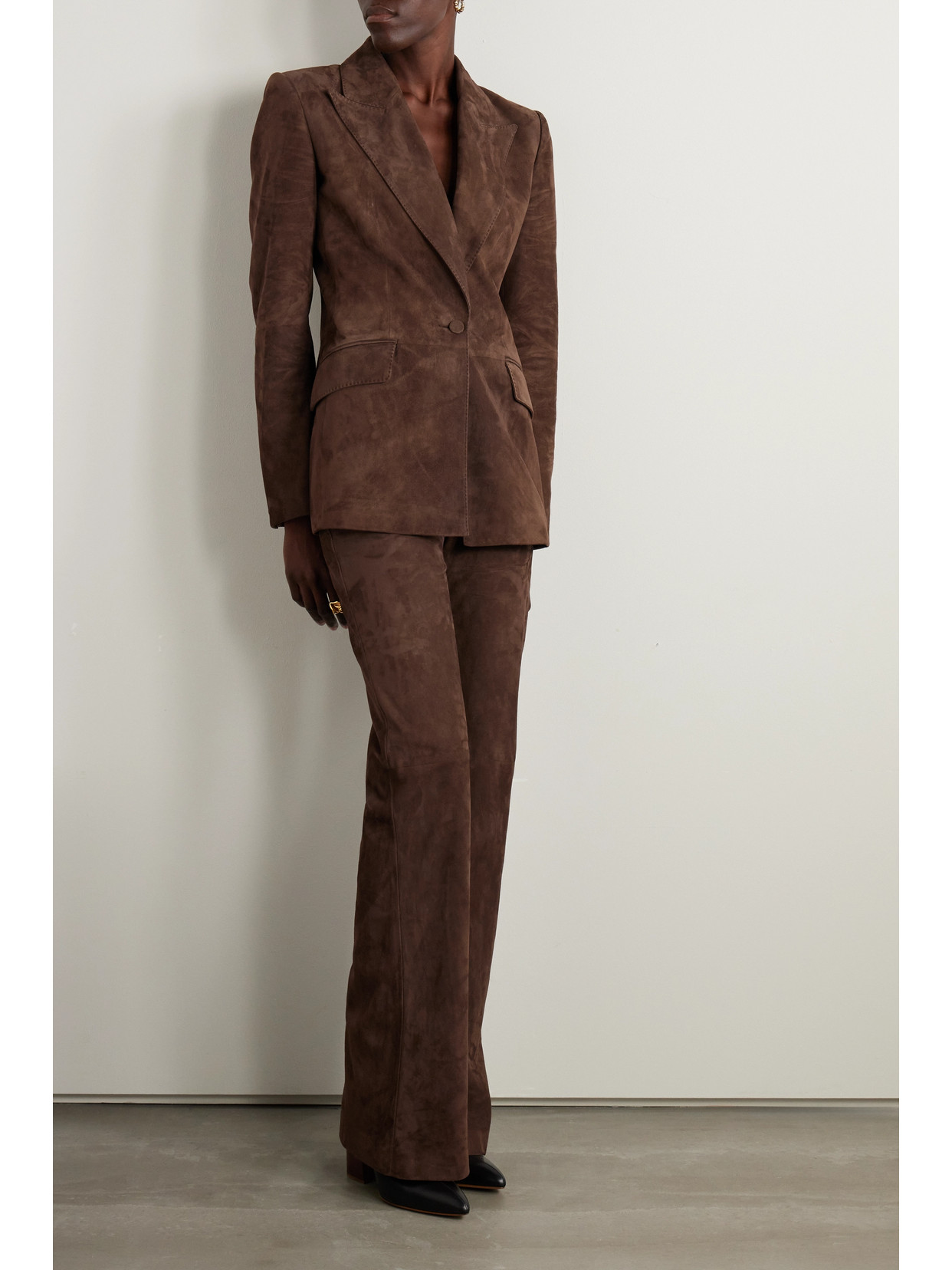 Shop Gabriela Hearst Vesta Suede Flared Pants In Brown