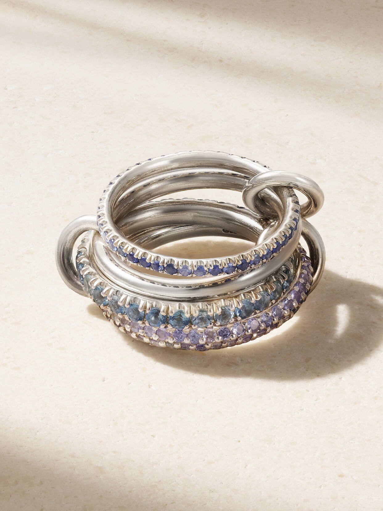 Spinelli Kilcollin Iris Set Of Four Sterling Silver Multi-stone Rings - 7