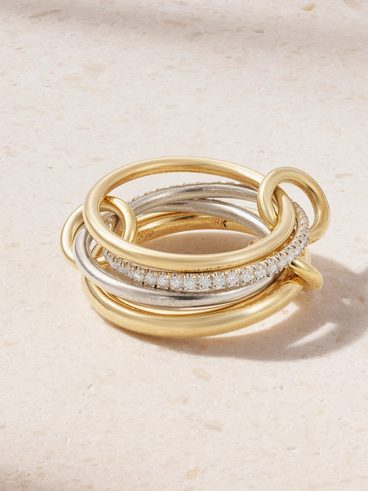 Spinelli Kilcollin Callista Set Of Four Sterling Silver And 18-karat Gold Diamond Rings