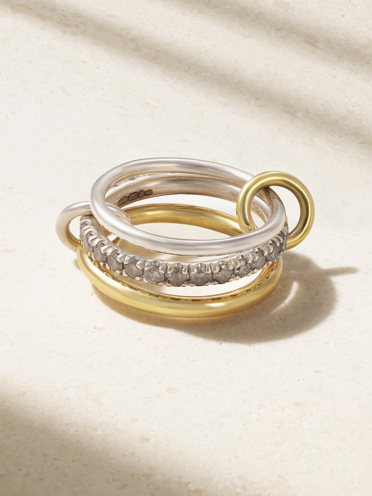 Spinelli Kilcollin - Petunia Set Of Three 18-karat Gold, Sterling Silver And Diamond Rings - 5