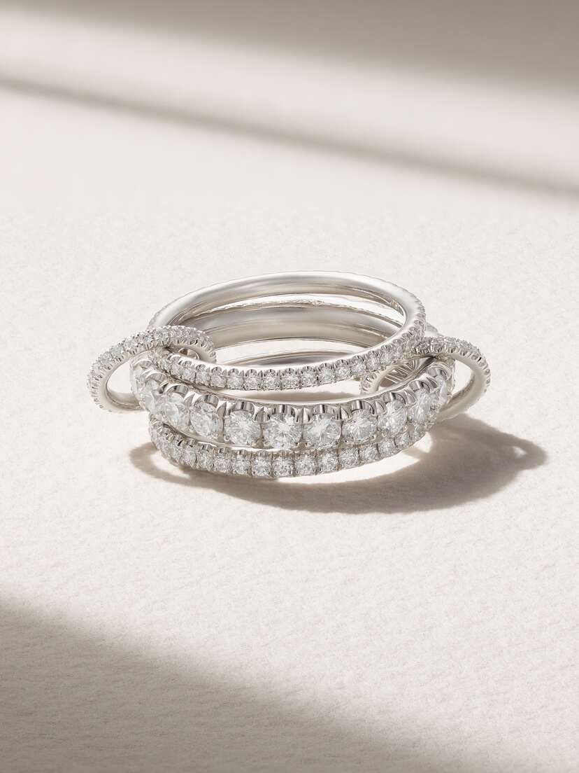 Spinelli Kilcollin Junia Set Of Three 18-karat White Gold Diamond Rings