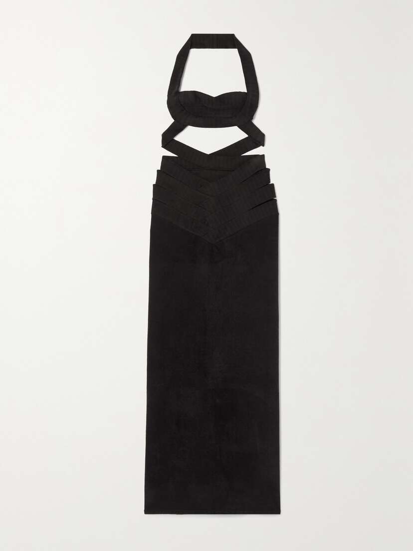 Alaïa Cutout Chenille Halterneck Maxi Dress