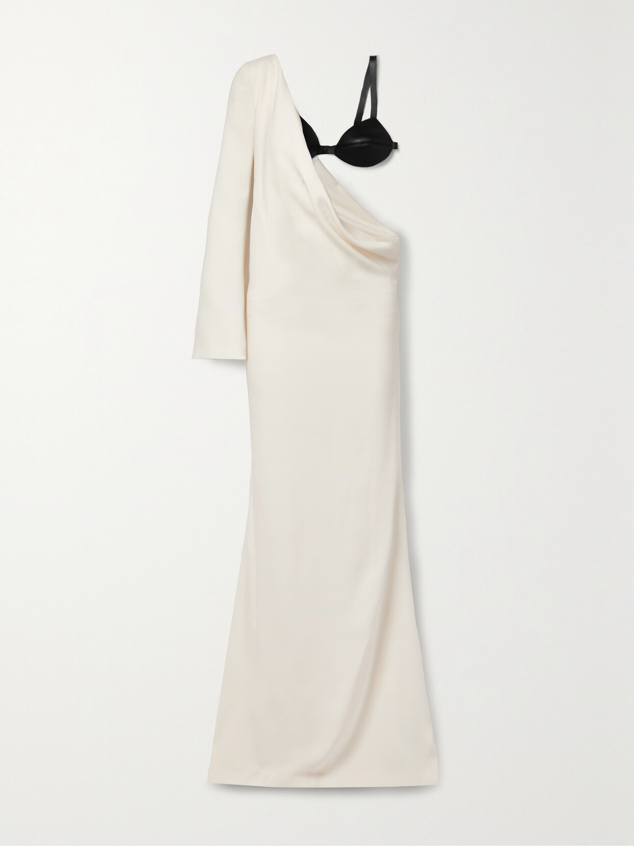 Shop Gabriela Hearst Midas Draped Silk And Wool-blend And Faux Leather Maxi Dress In Ivory