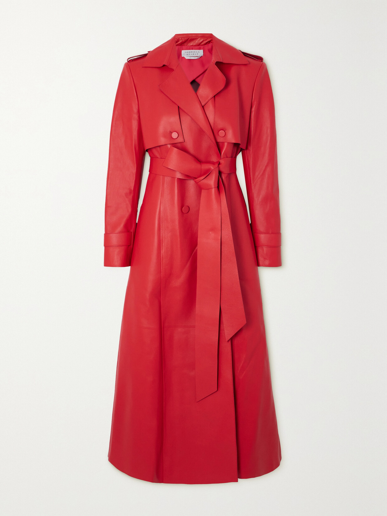 Gabriela Hearst Fontana Double-breasted Leather Trench Coat In Red