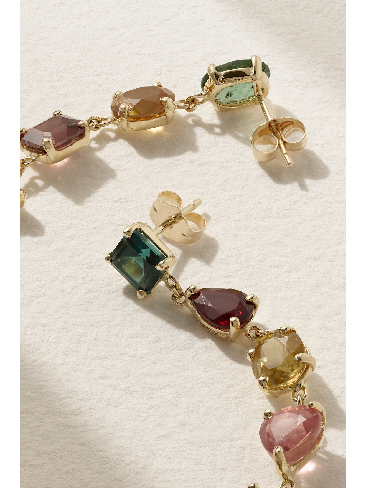 Shop Jacquie Aiche 14-karat Gold, Tourmaline And Aquamarine Earrings