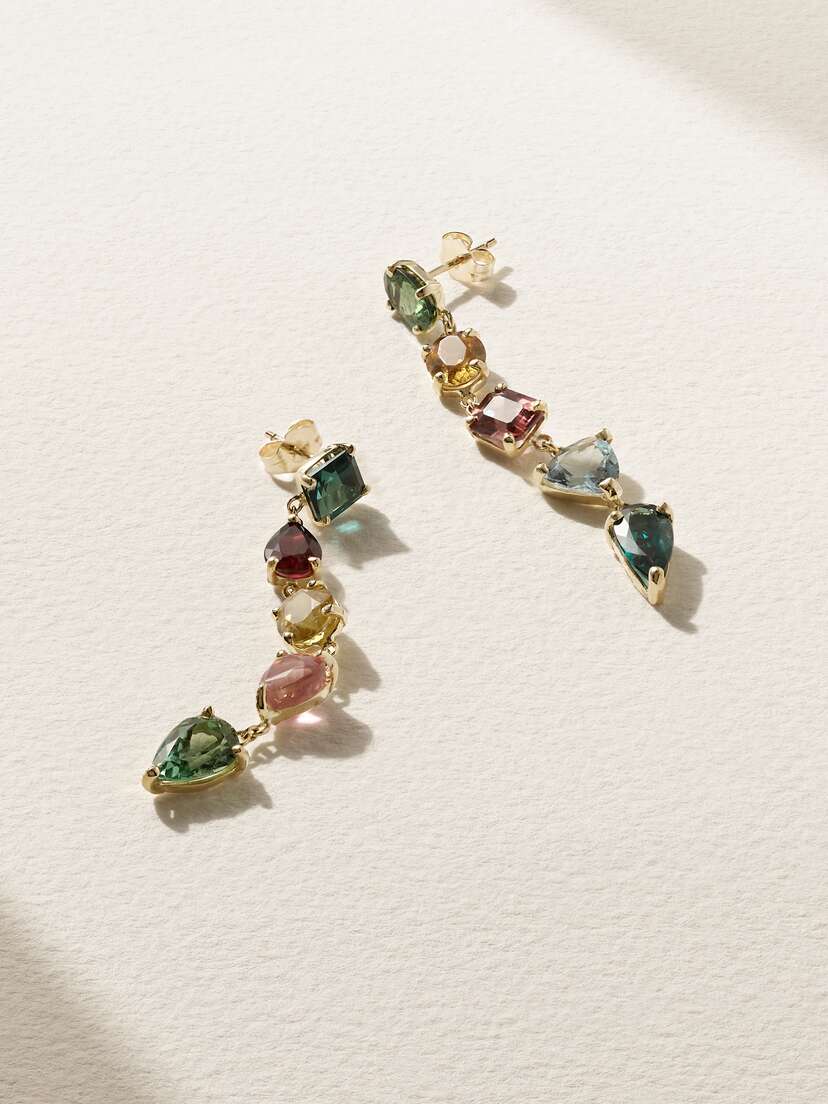 Jacquie Aiche 14-karat Gold, Tourmaline And Aquamarine Earrings