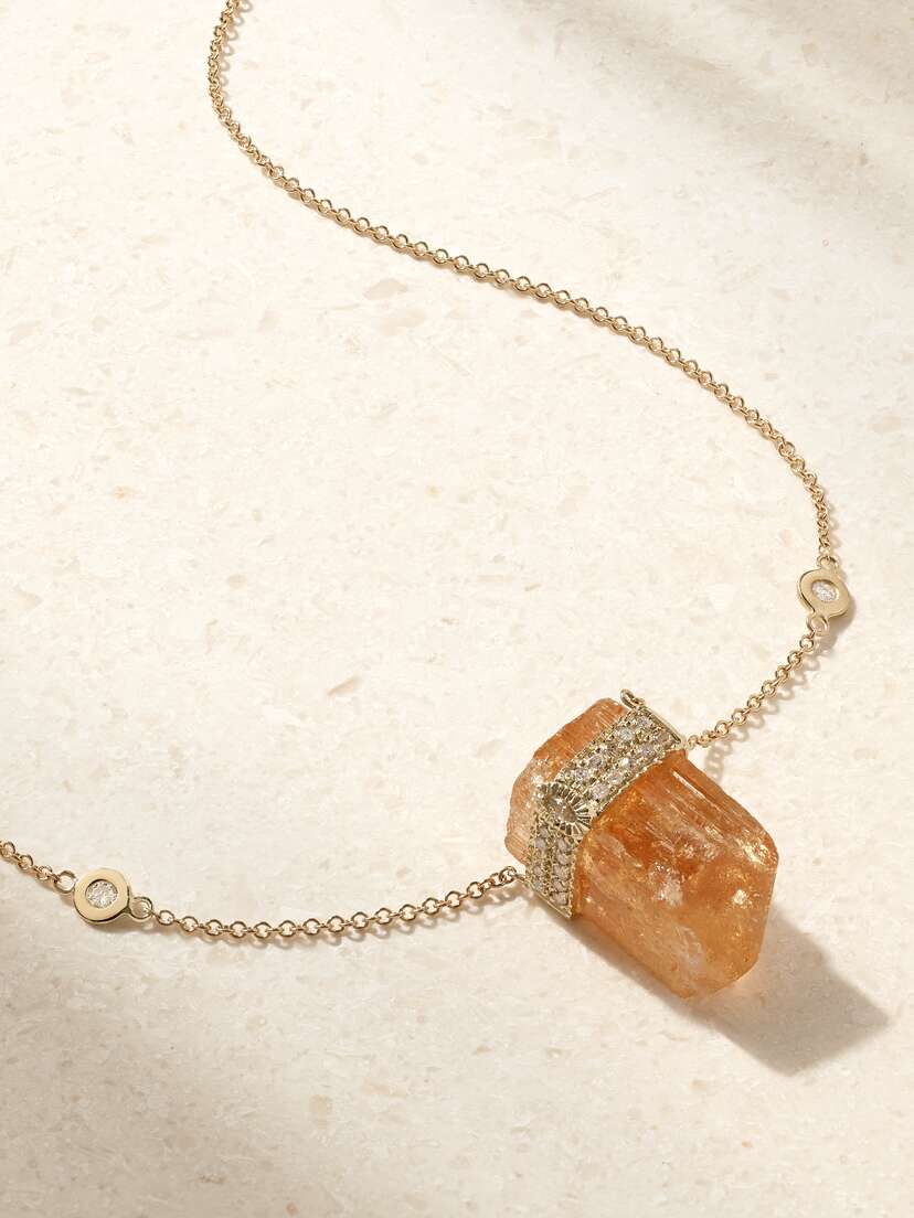 Jacquie Aiche 14-karat , Diamond And Topaz Necklace