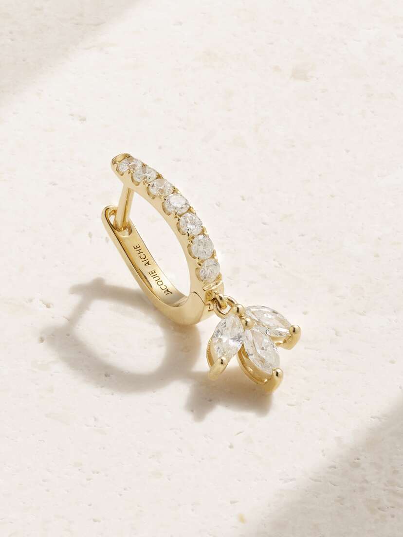 Jacquie Aiche 14-karat Gold Diamond Single Hoop Earring