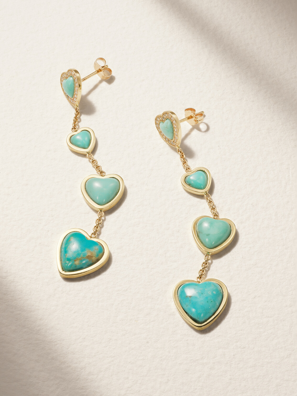 Jacquie Aiche 14-karat Gold, Diamond And Turquoise Earrings