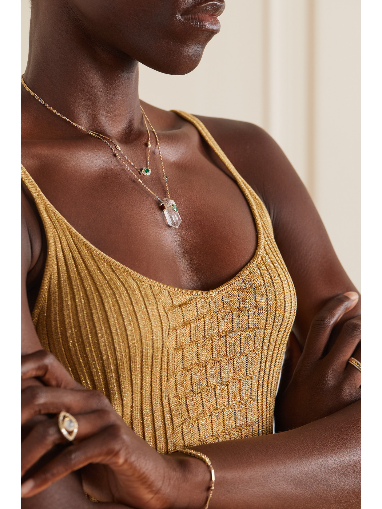 Shop Jacquie Aiche 14-karat Gold Multi-stone Necklace