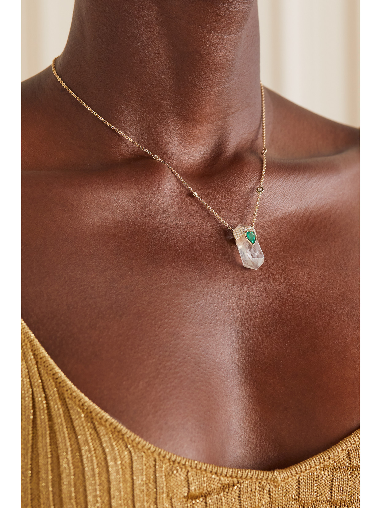 Shop Jacquie Aiche 14-karat Gold Multi-stone Necklace